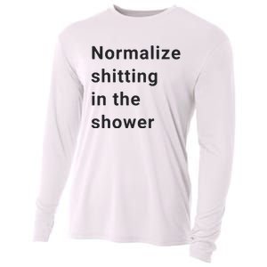 Normalize Shitting In The Shower Dank Meme Cooling Performance Long Sleeve Crew