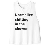 Normalize Shitting In The Shower Dank Meme Women's Racerback Cropped Tank