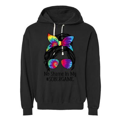 No Shame In My Sober Game Na Narcotics Anonymous Gift Garment-Dyed Fleece Hoodie