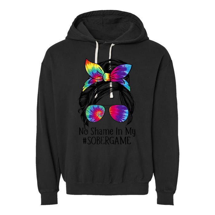 No Shame In My Sober Game Na Narcotics Anonymous Gift Garment-Dyed Fleece Hoodie