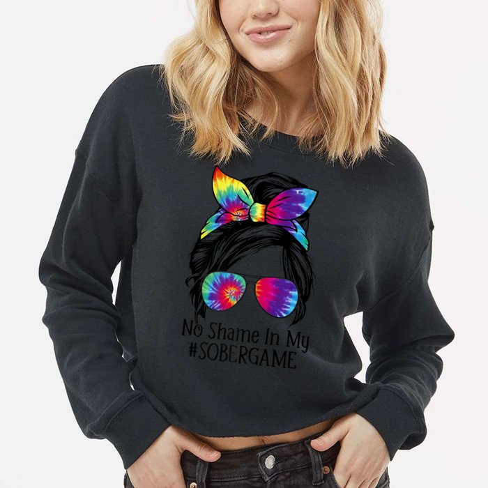 No Shame In My Sober Game Na Narcotics Anonymous Gift Cropped Pullover Crew