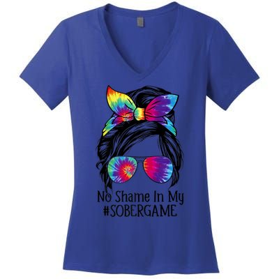 No Shame In My Sober Game Na Narcotics Anonymous Gift Women's V-Neck T-Shirt