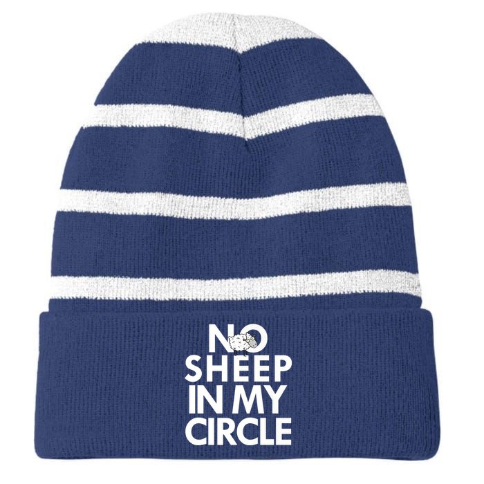 No Sheep In My Circle Striped Beanie with Solid Band