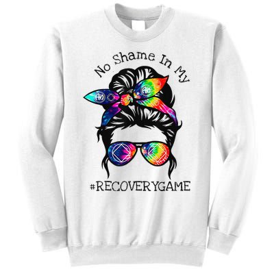 No Shame In My Recovery Game Narcotics Anonymous Messy Bun Sweatshirt