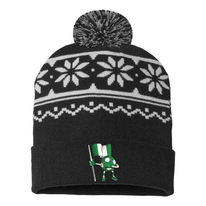 Nigeria Soccer Jersey Nigeria Flag Football Dab Funny USA-Made Snowflake Beanie