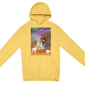 Nativity Scene Jesus Virgin Mary And Saint Joseph Gift Premium Pullover Hoodie