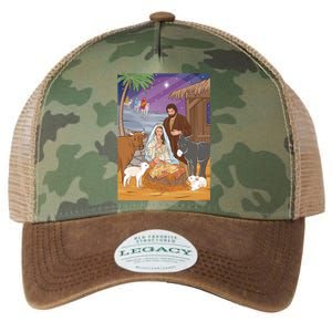 Nativity Scene Jesus Virgin Mary And Saint Joseph Gift Legacy Tie Dye Trucker Hat