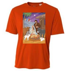 Nativity Scene Jesus Virgin Mary And Saint Joseph Gift Cooling Performance Crew T-Shirt