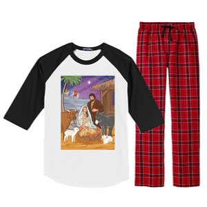 Nativity Scene Jesus Virgin Mary And Saint Joseph Gift Raglan Sleeve Pajama Set