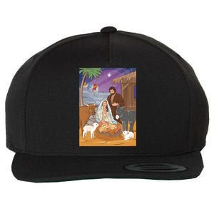 Nativity Scene Jesus Virgin Mary And Saint Joseph Gift Wool Snapback Cap