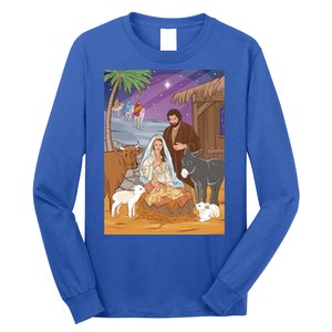 Nativity Scene Jesus Virgin Mary And Saint Joseph Gift Long Sleeve Shirt