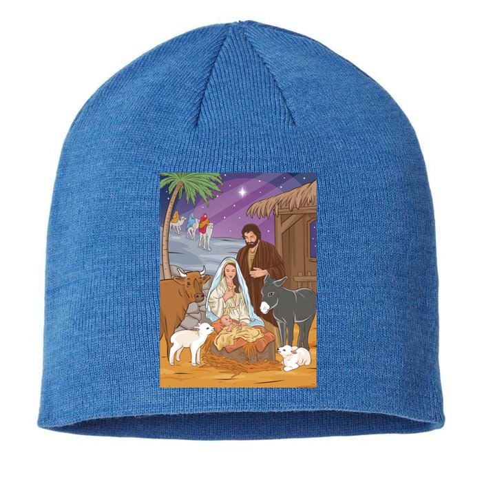 Nativity Scene Jesus Virgin Mary And Saint Joseph Gift Sustainable Beanie