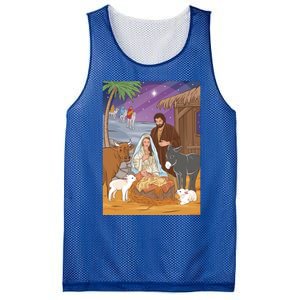 Nativity Scene Jesus Virgin Mary And Saint Joseph Gift Mesh Reversible Basketball Jersey Tank