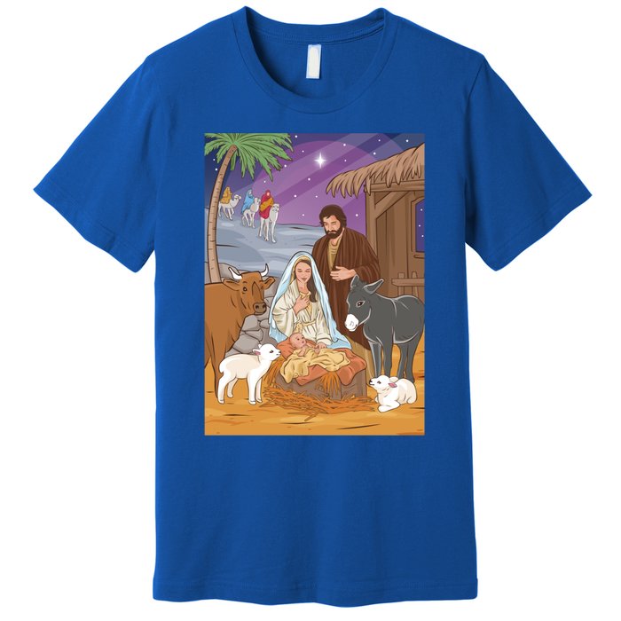 Nativity Scene Jesus Virgin Mary And Saint Joseph Gift Premium T-Shirt