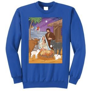 Nativity Scene Jesus Virgin Mary And Saint Joseph Gift Tall Sweatshirt