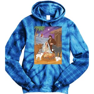 Nativity Scene Jesus Virgin Mary And Saint Joseph Gift Tie Dye Hoodie