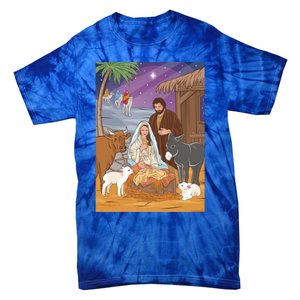 Nativity Scene Jesus Virgin Mary And Saint Joseph Gift Tie-Dye T-Shirt