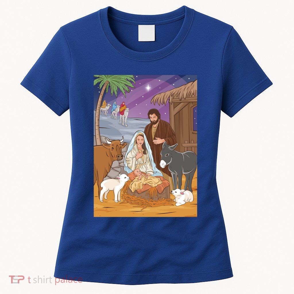 Nativity Scene Jesus Virgin Mary And Saint Joseph Gift Women's T-Shirt
