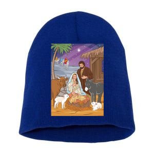 Nativity Scene Jesus Virgin Mary And Saint Joseph Gift Short Acrylic Beanie