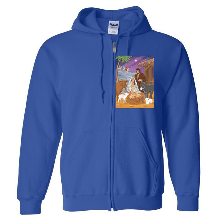 Nativity Scene Jesus Virgin Mary And Saint Joseph Gift Full Zip Hoodie