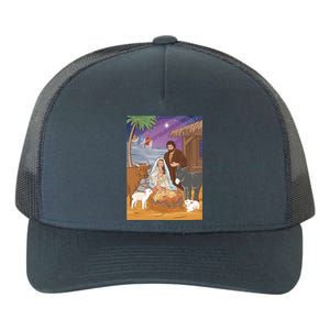 Nativity Scene Jesus Virgin Mary And Saint Joseph Gift Yupoong Adult 5-Panel Trucker Hat