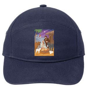 Nativity Scene Jesus Virgin Mary And Saint Joseph Gift 7-Panel Snapback Hat