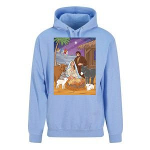 Nativity Scene Jesus Virgin Mary And Saint Joseph Gift Unisex Surf Hoodie