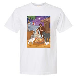 Nativity Scene Jesus Virgin Mary And Saint Joseph Gift Garment-Dyed Heavyweight T-Shirt