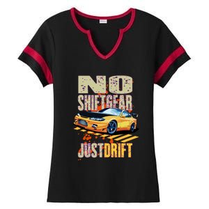 No Shiftgear Just Drift Car Fanatic Ladies Halftime Notch Neck Tee