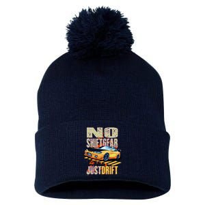 No Shiftgear Just Drift Car Fanatic Pom Pom 12in Knit Beanie