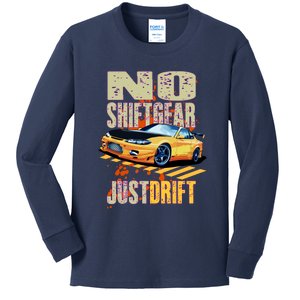 No Shiftgear Just Drift Car Fanatic Kids Long Sleeve Shirt