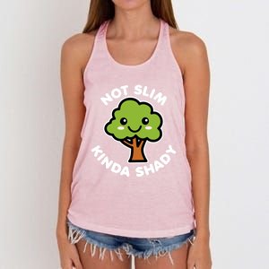 Not Slim Kinda Shady Cute Kawaii Happy Tree Shade Dark Gift Women's Knotted Racerback Tank