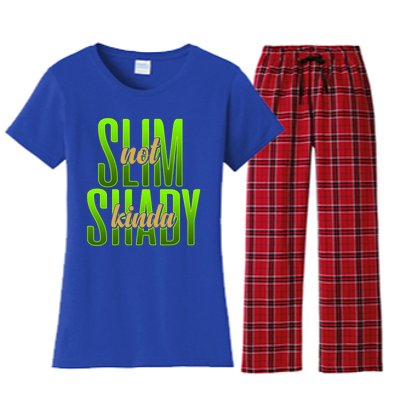 Not Slim Kinda Shady Funny Body Positive Sarcastic Humor Funny Gift Women's Flannel Pajama Set