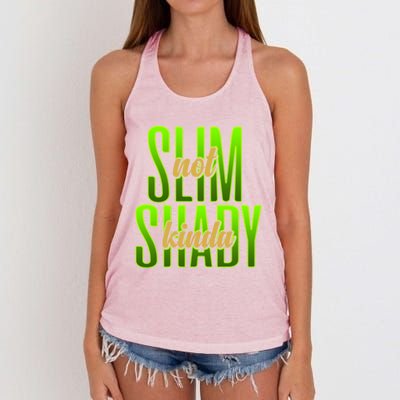 Not Slim Kinda Shady Funny Body Positive Sarcastic Humor Funny Gift Women's Knotted Racerback Tank