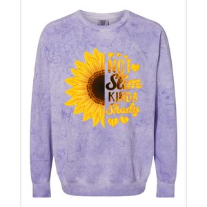 Not Slim Kinda Shady Floral Sunflower Not Slim But Shady Gift Colorblast Crewneck Sweatshirt