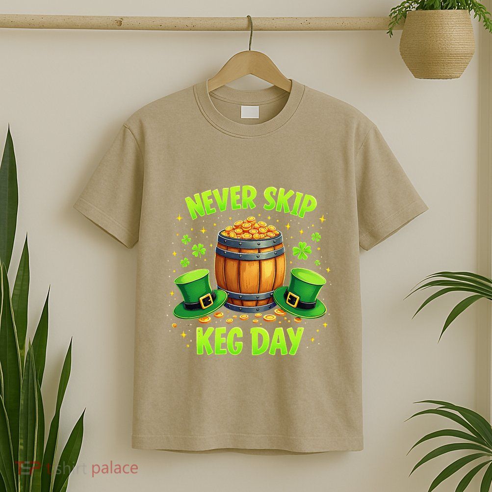 Never Skip Keg Day Funny Lucky St Patrick’S Festival Irish T-Shirt