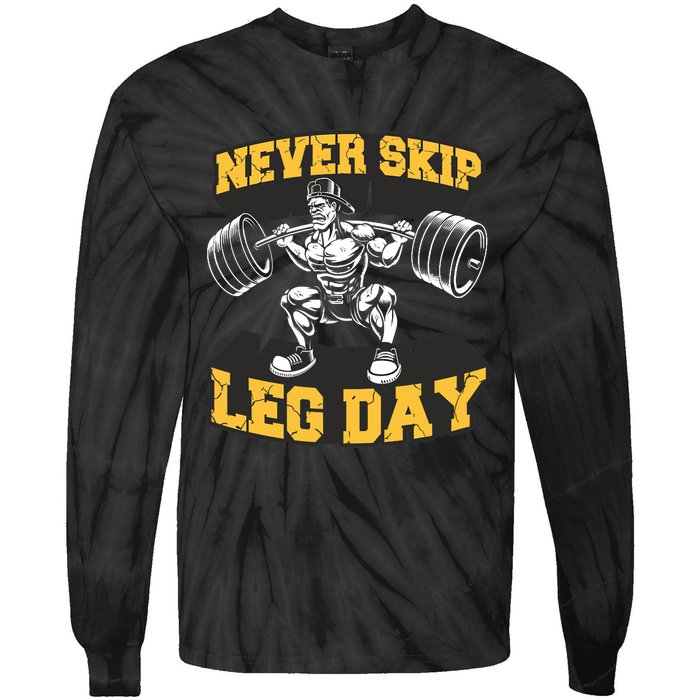 Never Skip Leg Day Funny Workout Gym Bodybuilding Tie-Dye Long Sleeve Shirt