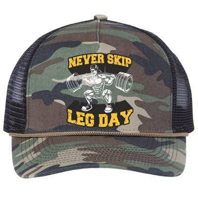 Never Skip Leg Day Funny Workout Gym Bodybuilding Retro Rope Trucker Hat Cap