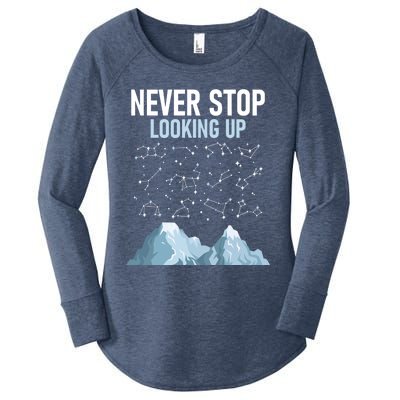 Never Stop Looking Up Cool Gift Stargazing Constellation Astronomer Gift Women's Perfect Tri Tunic Long Sleeve Shirt