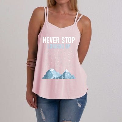 Never Stop Looking Up Cool Gift Stargazing Constellation Astronomer Gift Women's Strappy Tank