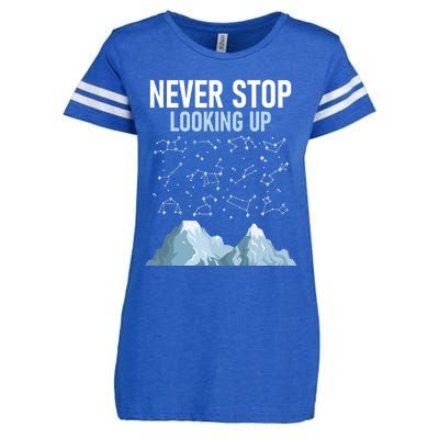 Never Stop Looking Up Cool Gift Stargazing Constellation Astronomer Gift Enza Ladies Jersey Football T-Shirt