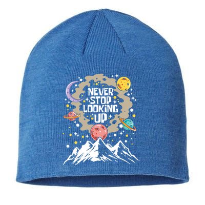 Never Stop Looking Up Gift Stars Stargazing Astrology Astronomy Cool Gift Sustainable Beanie