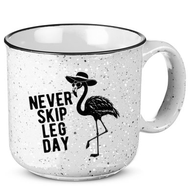 Never Skip Leg Day Flamingo Bird 15oz Campfire Ceramic Mug
