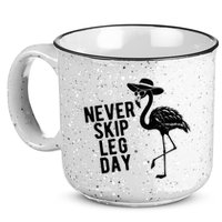 Never Skip Leg Day Flamingo Bird 15oz Campfire Ceramic Mug