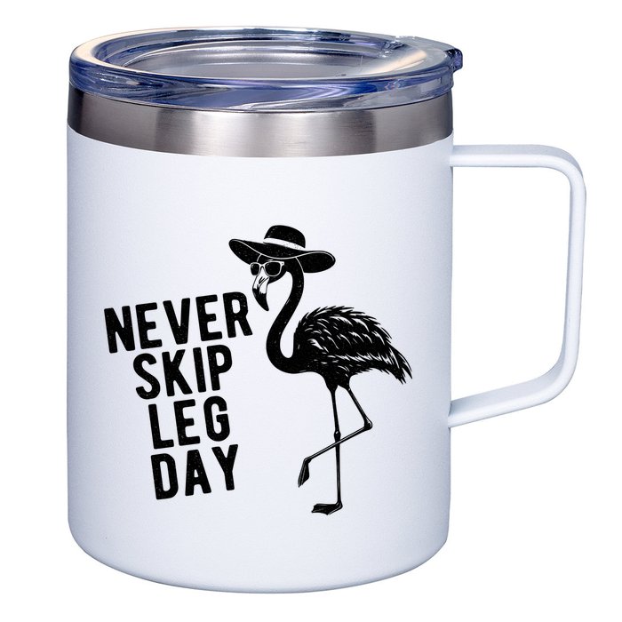 Never Skip Leg Day Flamingo Bird 12oz Stainless Steel Coffee Mug