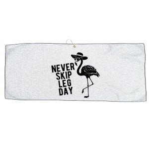 Never Skip Leg Day Flamingo Bird Large Microfiber Waffle Golf Towel