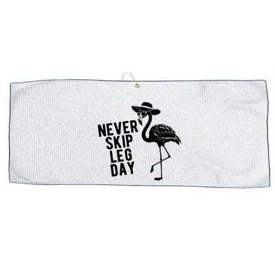 Never Skip Leg Day Flamingo Bird Large Microfiber Waffle Golf Towel