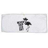 Never Skip Leg Day Flamingo Bird Large Microfiber Waffle Golf Towel