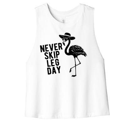 Never Skip Leg Day Flamingo Bird Women's Racerback Cropped Tank