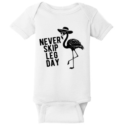 Never Skip Leg Day Flamingo Bird Baby Bodysuit